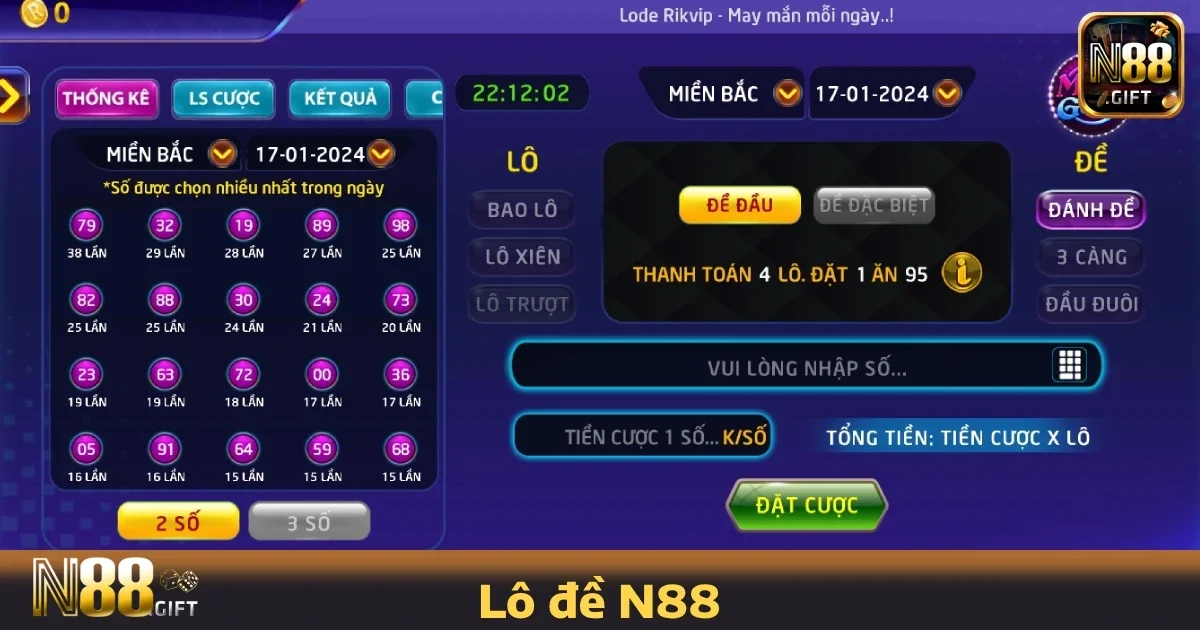 Sảnh xổ số, lô đề tại N88 mang đến nhiều trải nghiệm hấp dẫn cho người chơi